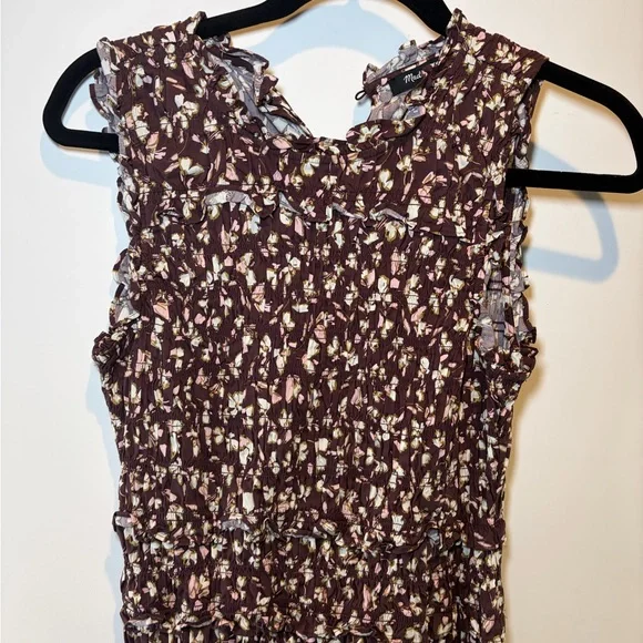 Madewell Sleeveless Floral Maxi Dress in Brown and Cream - Picture 2 of 6